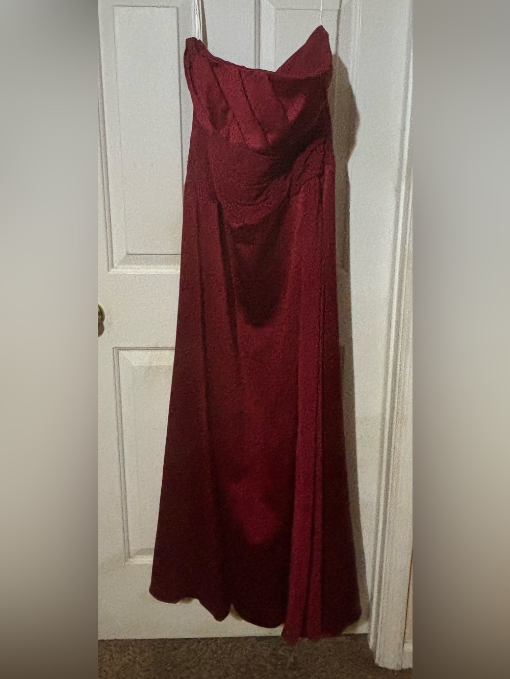Strapless Burgundy Evening Gown